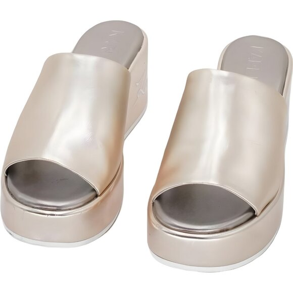 Karl Lagerfeld Calvina Slide Wedge Sandal White Gold Women's US 8M - Picture 5 of 6